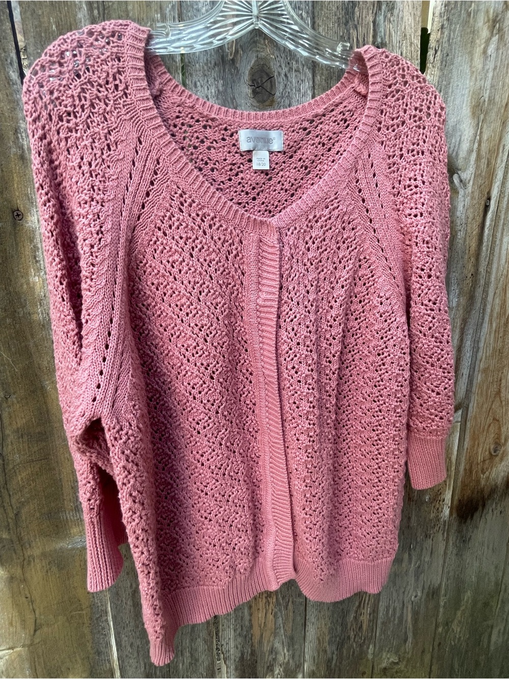 Avenue Blush Pink Open Knit Cardigan Sz. 18/20 - Picture 2 of 13